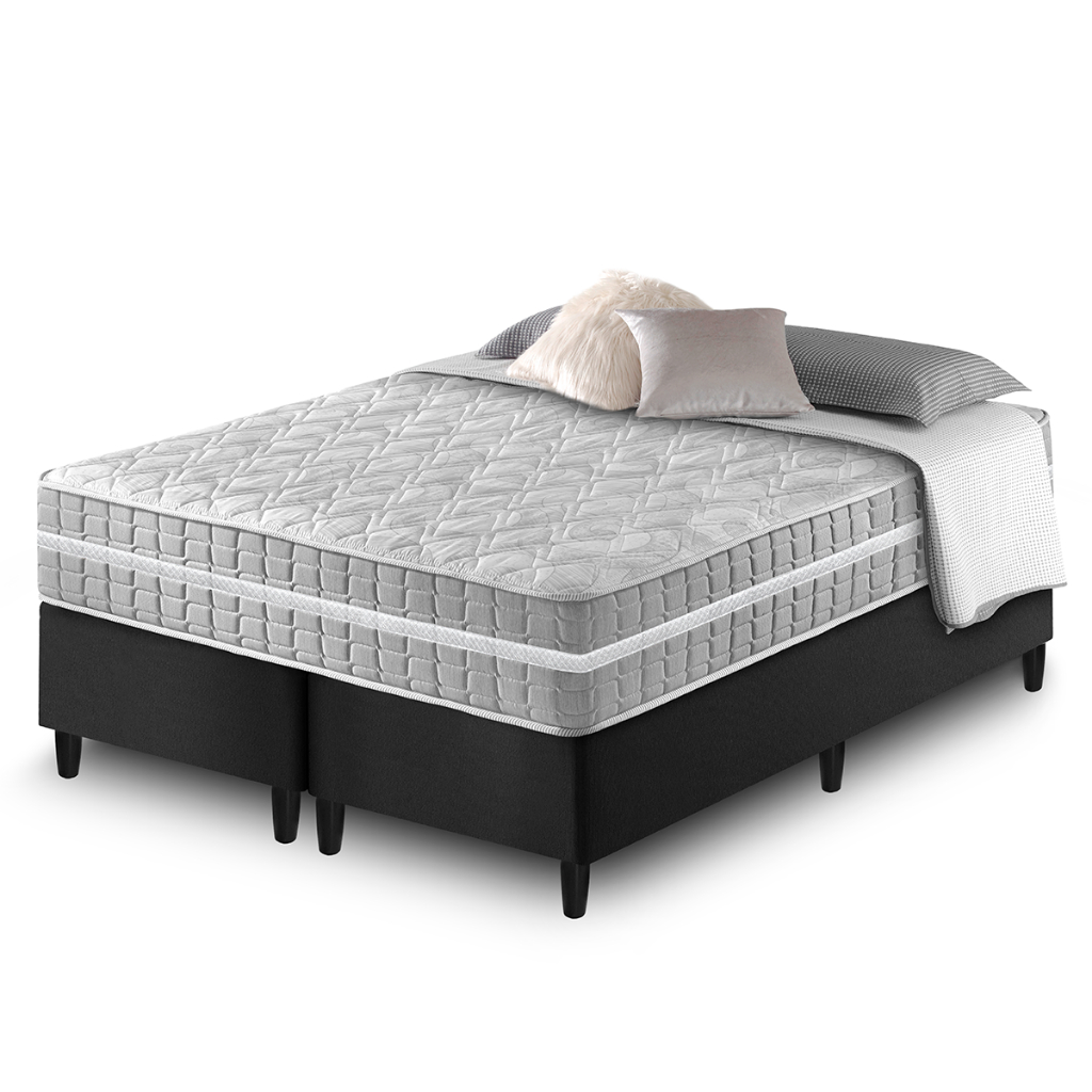 Cama Box Queen Preto + Colchão Molas Ensacadas Alabama 158X198x61cm em Oferta na Shopee