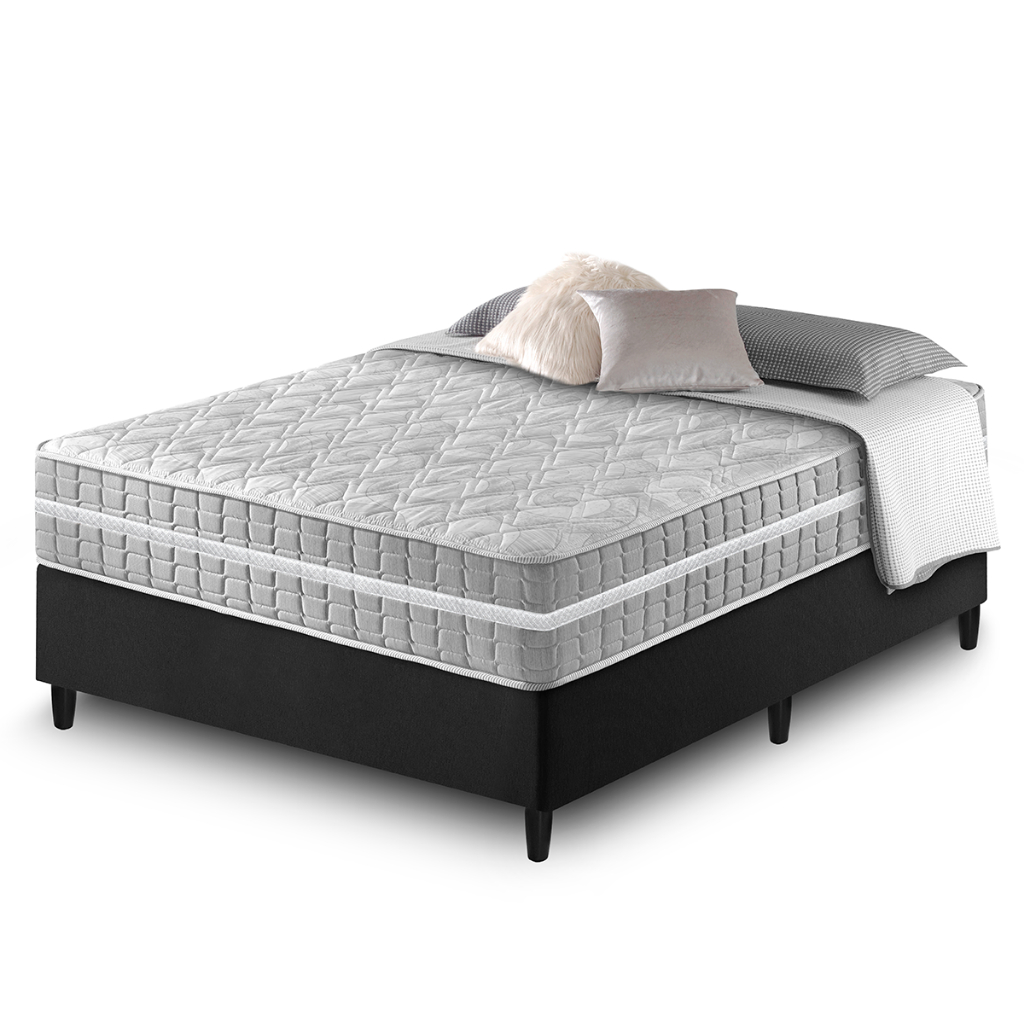 Cama Box Casal Preto + Colchão Molas Ensacadas Alabama 138X188x61cm em Oferta na Shopee