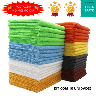 Pano De Limpeza Microfibra Kit Com 10 Unidades 25x25cm Pano Mágico Flanela Carro Pia Chão em Oferta na Shopee