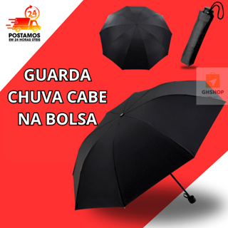 Guarda Chuva de Bolsa Pequeno Sombrinha Preto Portátil em Oferta na Shopee