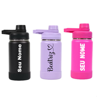 Garrafa Térmica 350 ml Personalizada Nome Capa De Silicone Protetora Copo Termico Café Água Academia Escola Trabalho em Oferta na Shopee