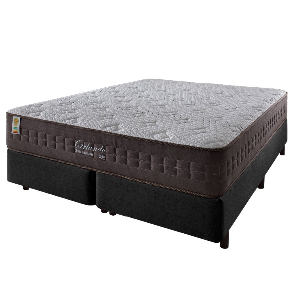 Cama Box Queen Preto + Colchão Molas Ensacadas Orlando 158x198x67cm em Oferta na Shopee