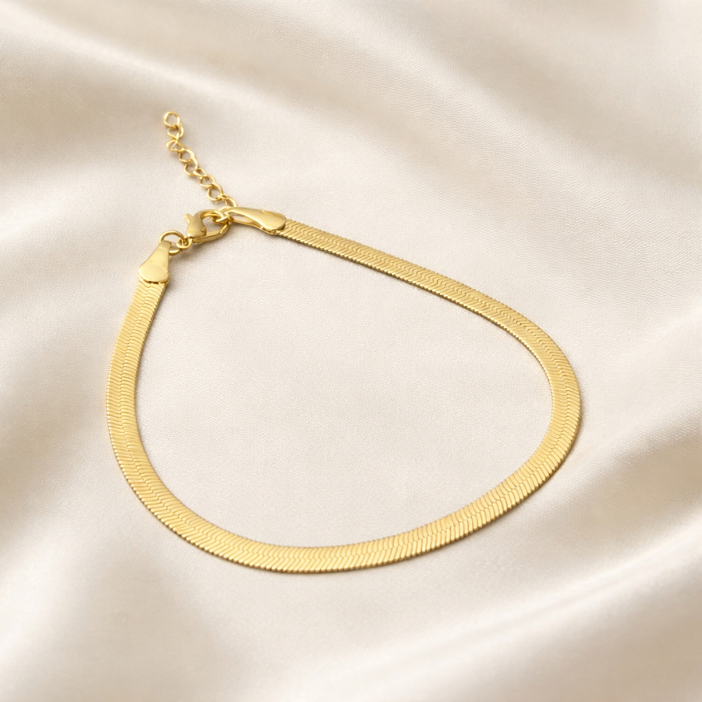 Pulseira Fita Feminina Lisa Dourada Acabamento Luxo Ajustavel Presente Garantia Banhado A Ouro 18K