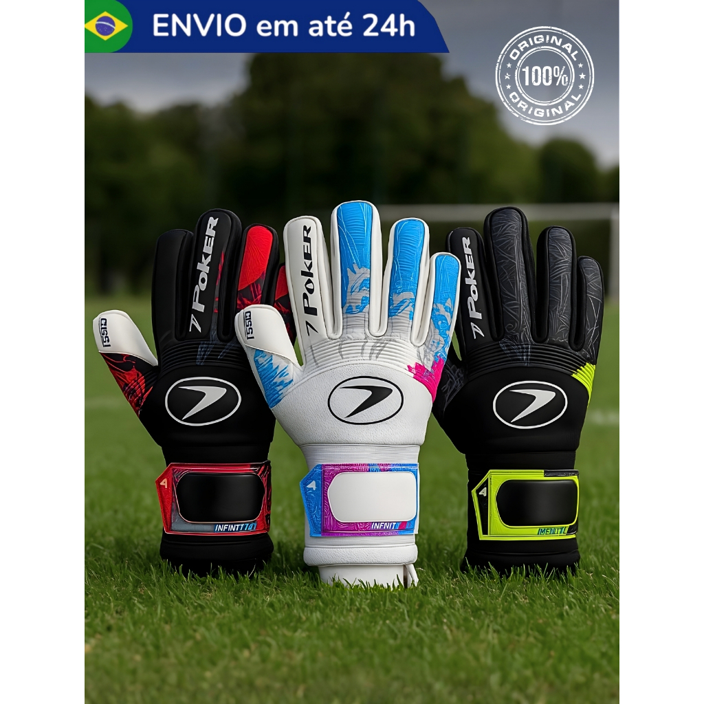 Luva de Goleiro Poker Infinity 2 Profissional Adulto - Original Campo Society Masculino Feminino