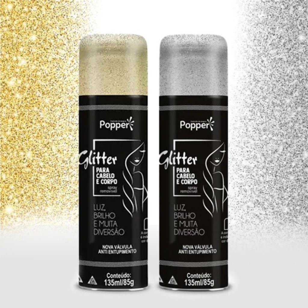 Spray de Glitter Corporal Cabelo Maquiagem Carnaval Bloquinho Penteado Apresentação