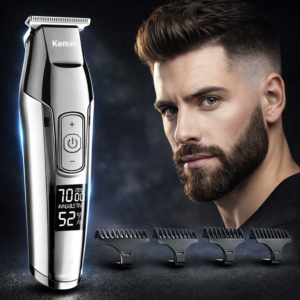 Maquina Cortar Cabelo Profissional Original Sem Fio Aparador de Pelos Acabamento Barba Led Barbeador