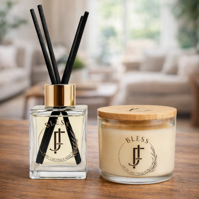 Kit Vela Aromatica Perfumada 100g + Aromatizador De Ambientes Difusor Varetas Aromatizante 100ml