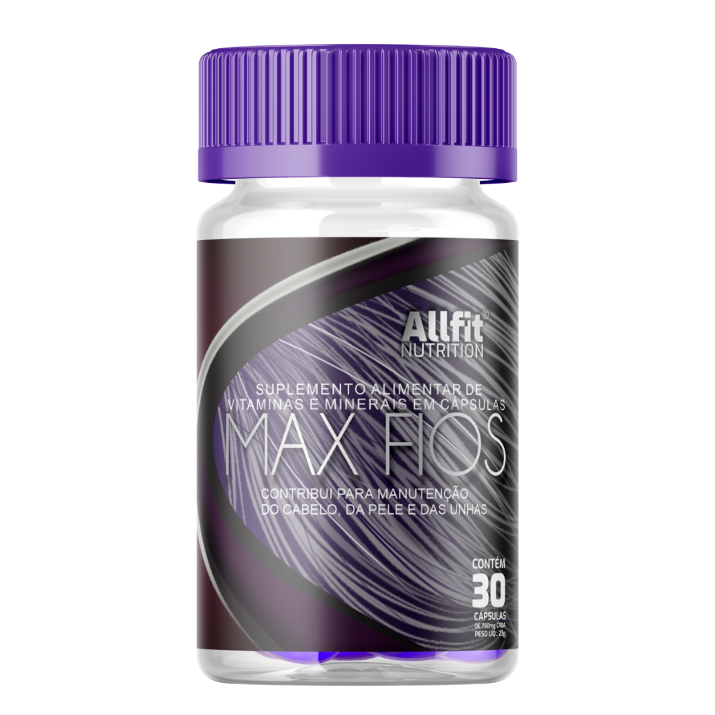 Maxfios em capsula - Vitamina Capilar Crescimento Biotina Pura Cabelo Unhas e Pele 30 Cápsulas Tratamento queda de fios