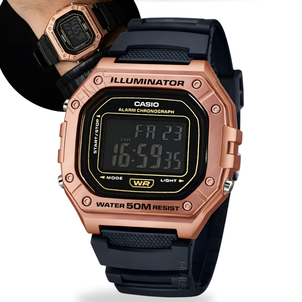 Relógio Casio Digital Quadrado Masculino e Feminino Preto Calendário Visor Noturno Prova D'água 50 Metros Original