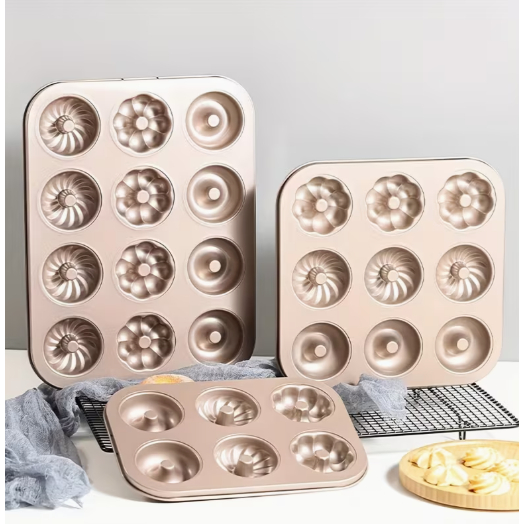 Bandeja De Cozimento Antiaderente De 12 Furos Para Donut Molde，Forma De Bolo em Oferta na Shopee