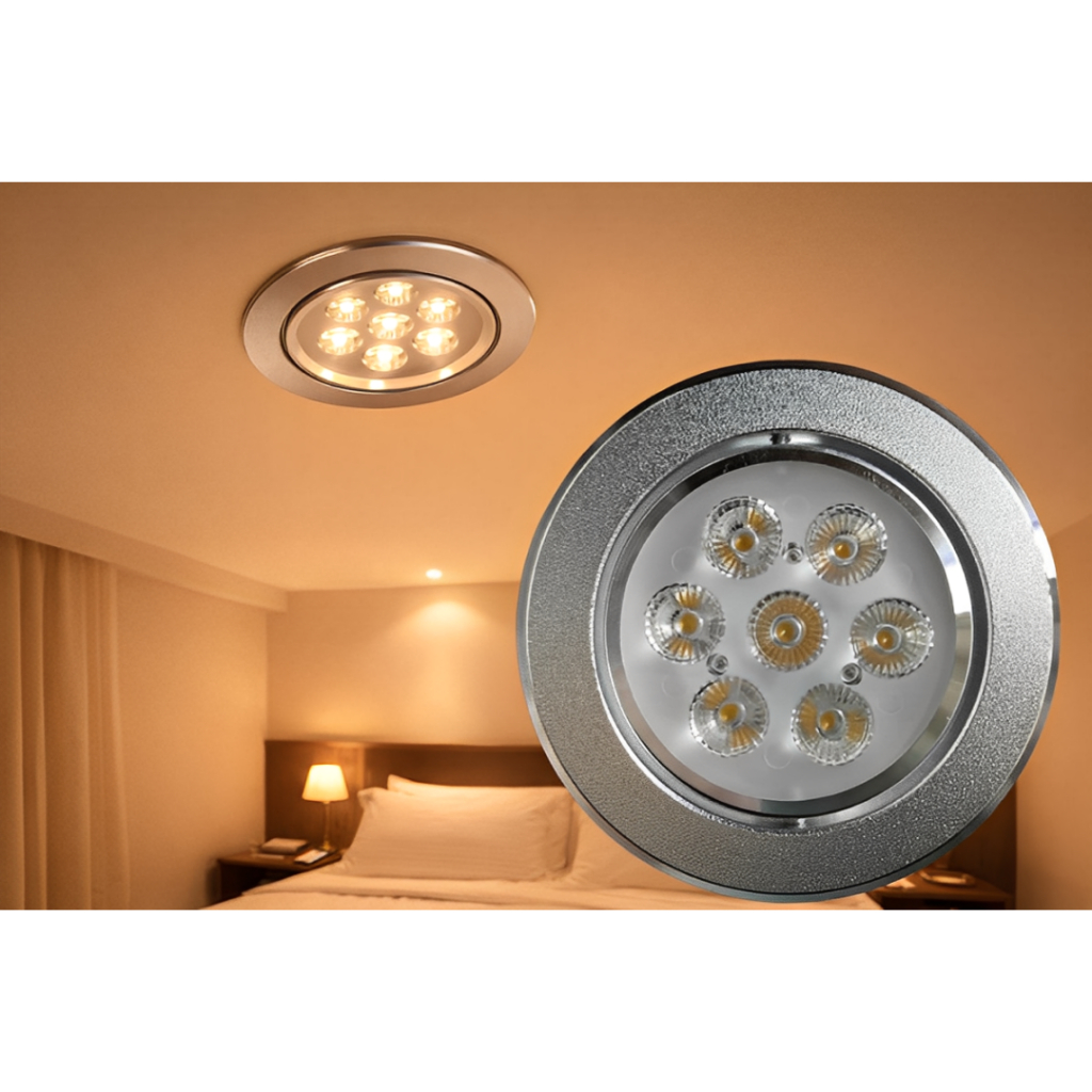 Spot De Led 7w Cromado Embutir Sanca Direcional Redondo 3500k Bivolt