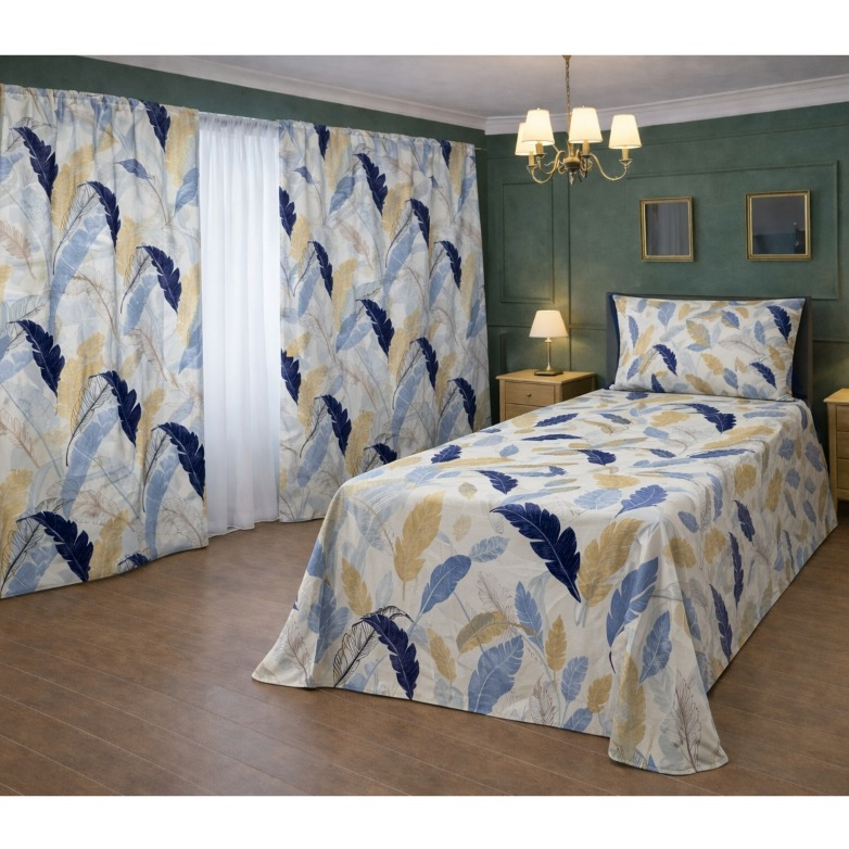 Kit Lençol Solteiro 4 Peças com Cortinas Estampadas toque de Algodão Aveludado + 2 Porta Travesseiros *Super Oferta