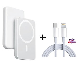 Kit 2 em 1 Power Bank Portátil   Pack MagSafe + Cabo de iphone Rápido 20W USB-C para Ligh…