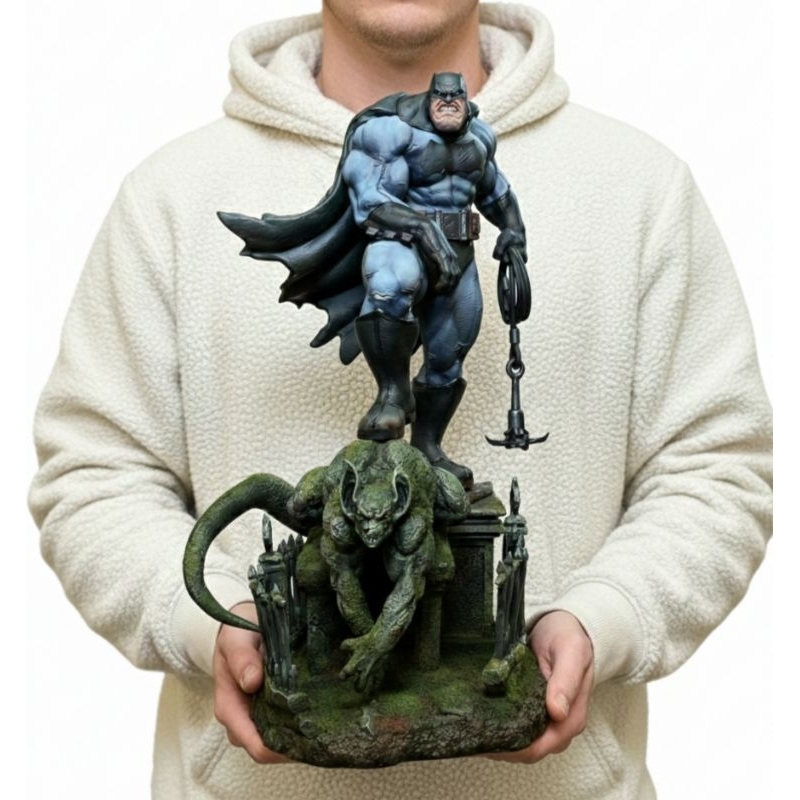 Action Figure Batman The Dark Knight 30cm - Estátua Colecionável Luxo com Base Diorama Gargula Premium