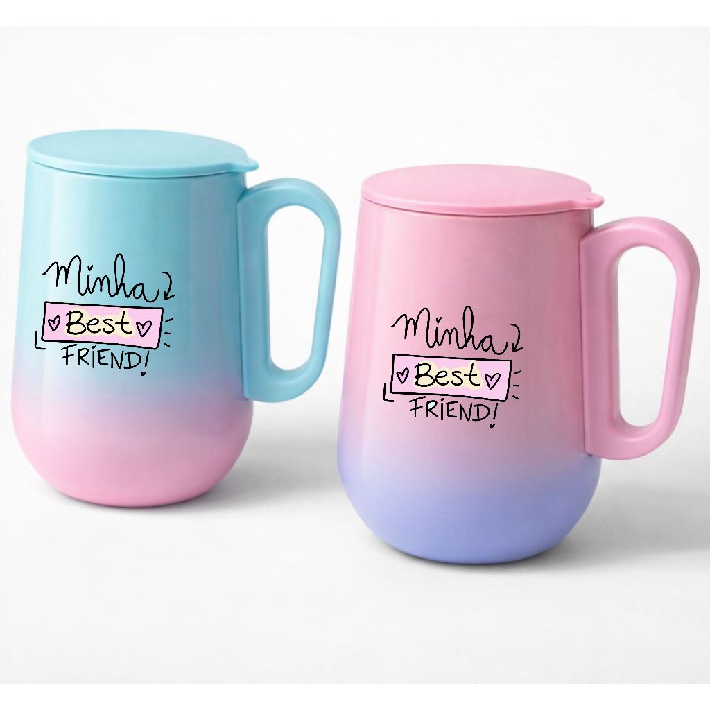 Copo caneca Térmica Feminino 270ml com Tampa | Caneca para Amigas | Presente de Amizade Charmoso