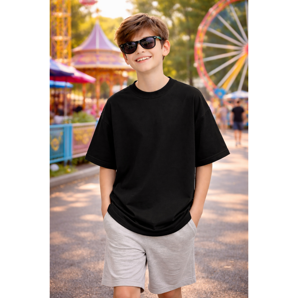 Camiseta Oversized 2 A 14 Anos Infantil Malha Grossa Tecido Grosso Branca e Preta Premium em Oferta na Shopee