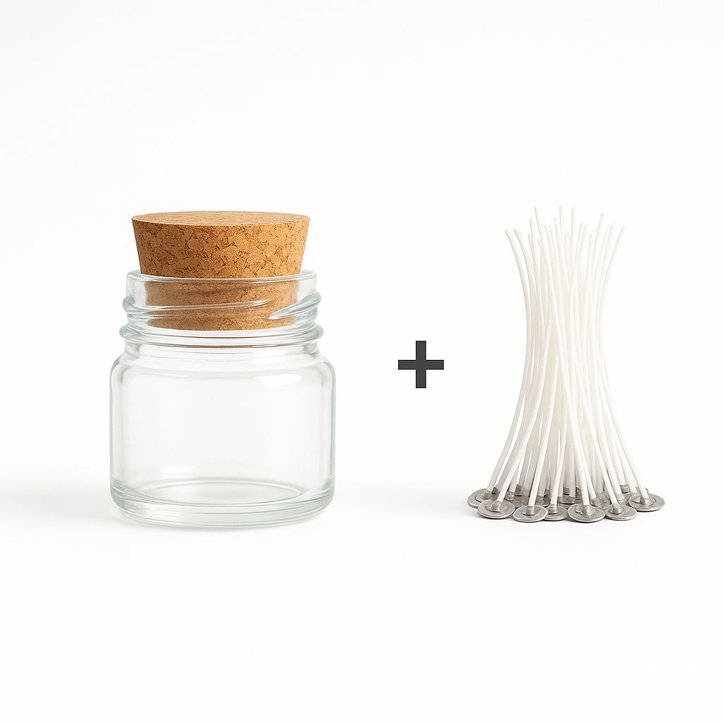 20 Pote De Vidro 40ml + 20 pavios Para Velas Tampa De Rolha Charmoso lindo em Oferta na Shopee