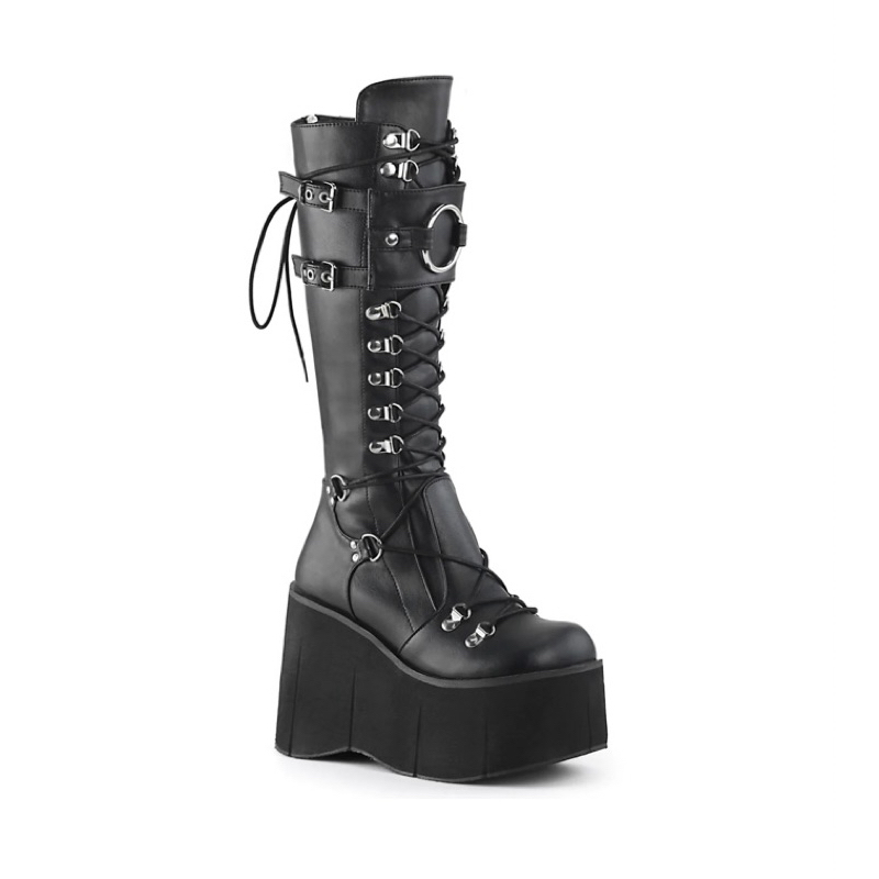 bota coturno cano longo joelho preto plataforma fivela punk rock alternativo emo gótica nova