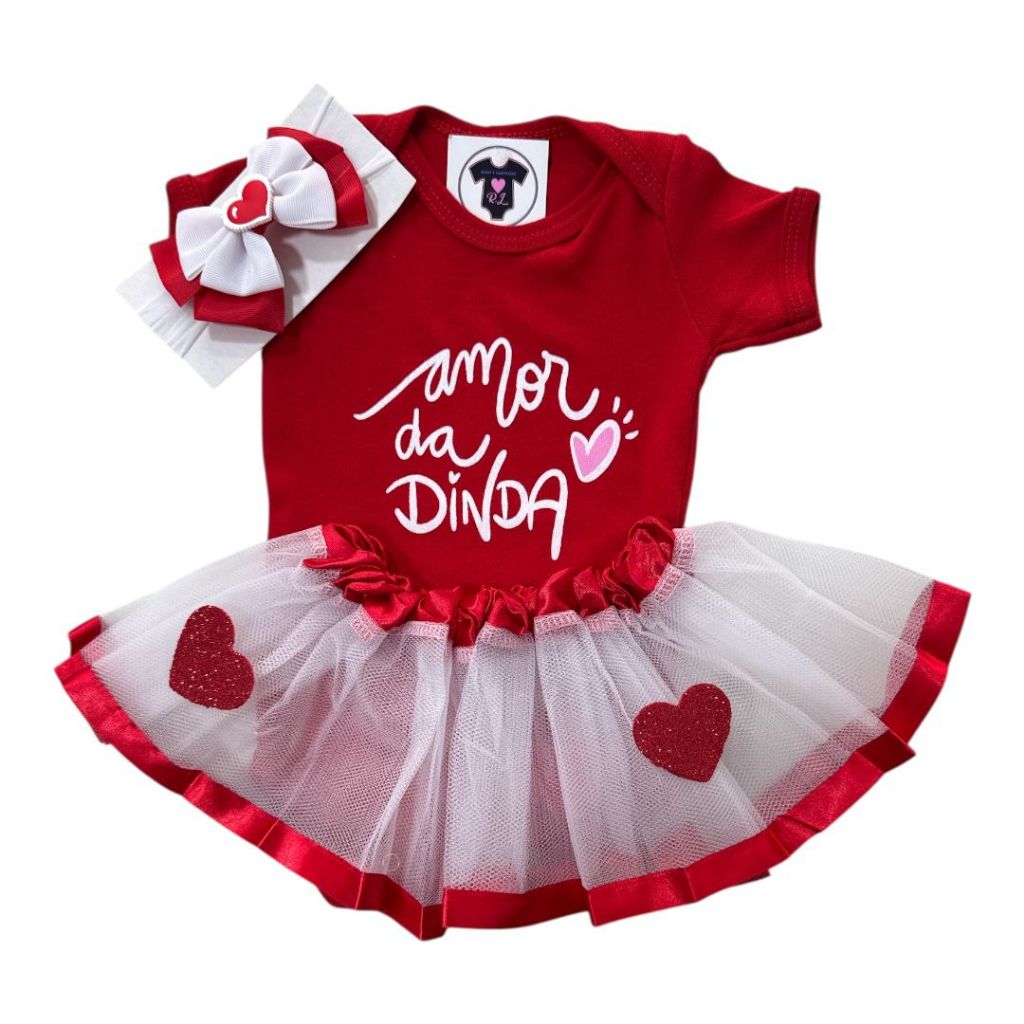 Body Bebê - Amor da Dinda + Acessórios - Escolher - Temático
