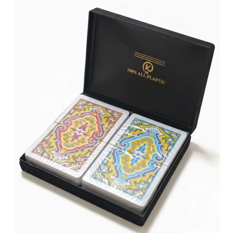 Jogo De Baralho Duplo 100% Plástico Lavável Profissional Premium Com Estojo Luxo – Resistente e Impermeável