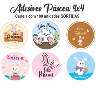 Cartela 100 Adesivos SORTIDAS Etiqueta Feliz Páscoa Cliente 4X4 autocolantes em Oferta na Shopee