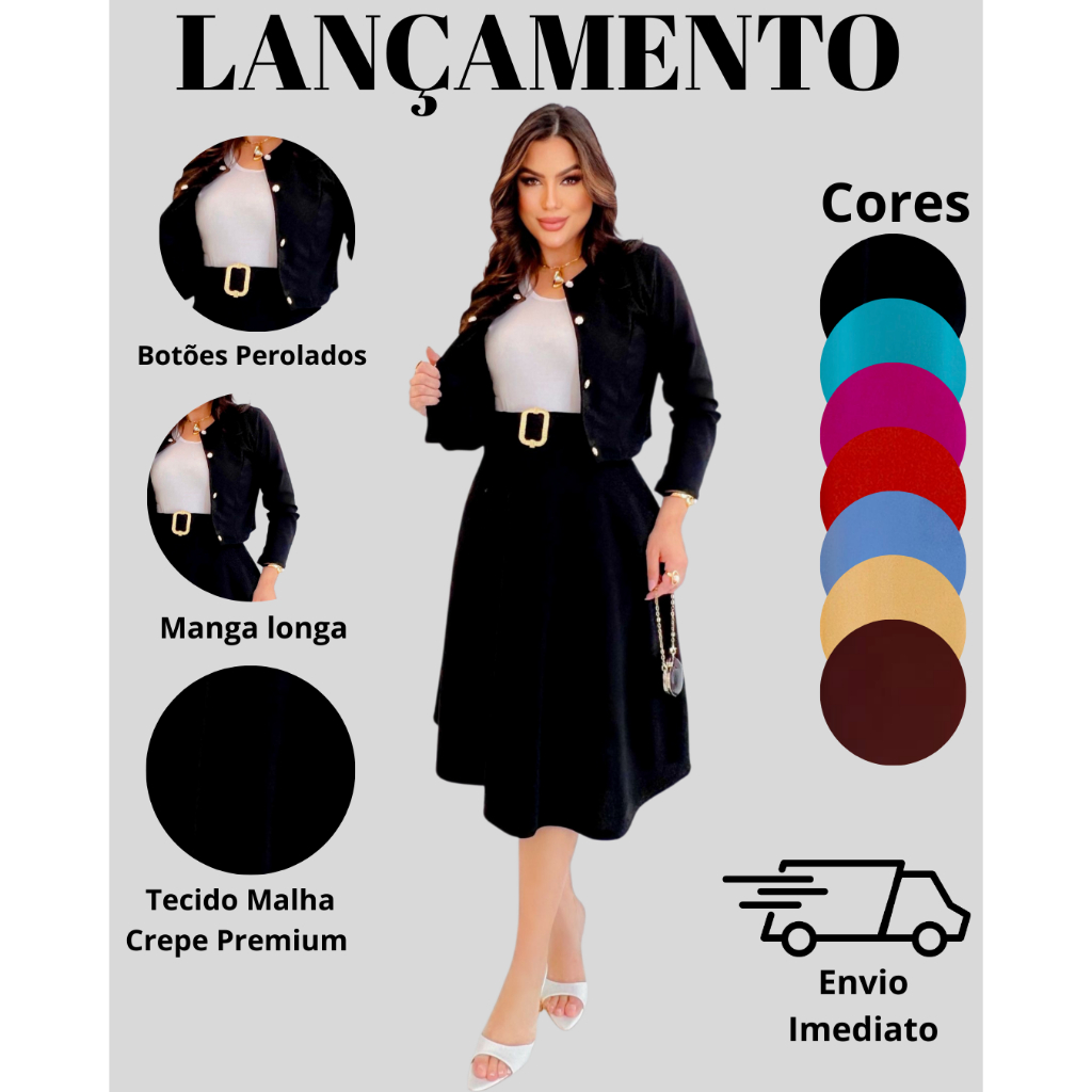 Conjunto Blazer Feminino Social Evangélico 4 Peças em Oferta na Shopee