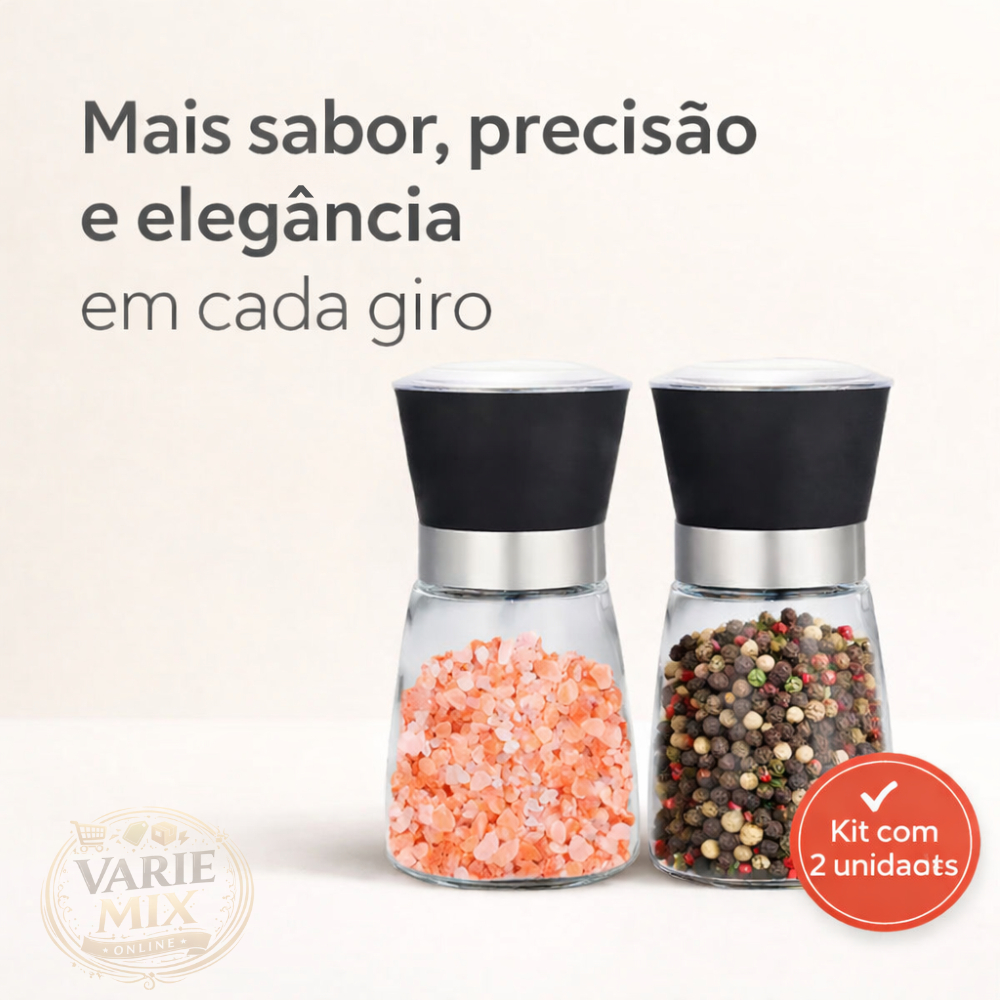 Moedor Temperos Sal Pimenta Com Regulagem Porta Condimentos Vidro Grosso Especiarias Manual Cozinha Gourmet Premium