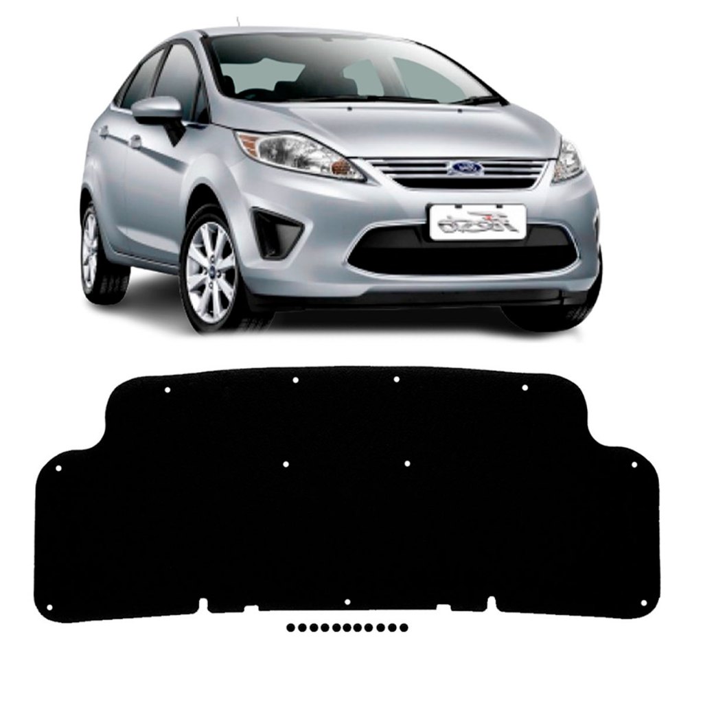 Forro Manta Capô Ford Fiesta 2004 a 2013 Autoadesivo com Presilhas Trainmec Térmico Acústico