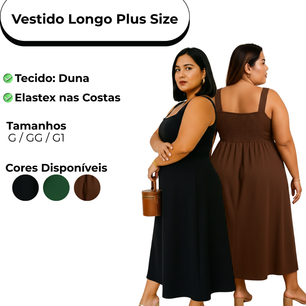 Vestido Plus Size Feminino Longo em Oferta na Shopee