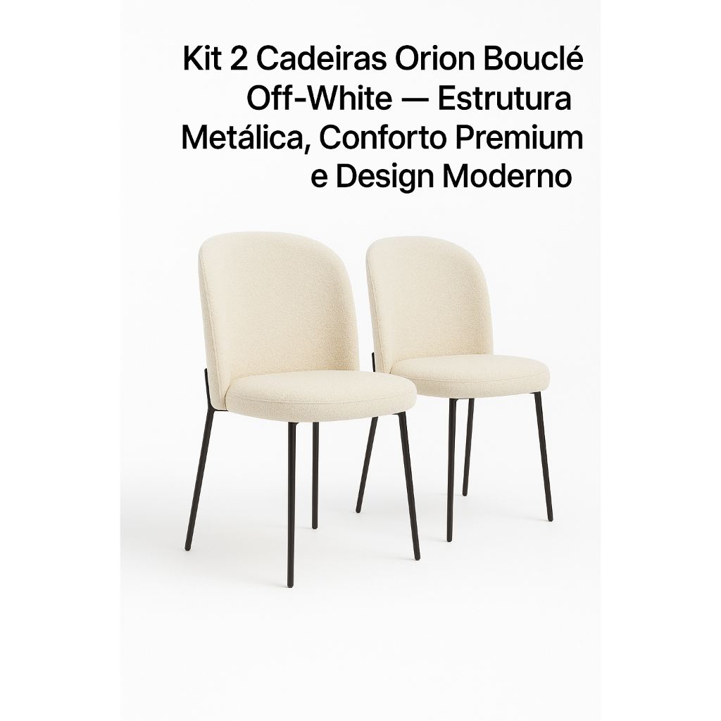 🪑 Kit 2 Cadeiras Off White Estofadas – Design Moderno e Conforto para Sala de Jantar