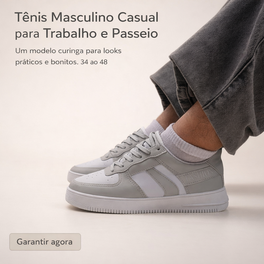 Tênis Masculino Casual - Leve e Confortável, Tamanhos Especiais 34 ao 48 - GARANTA AGORA!