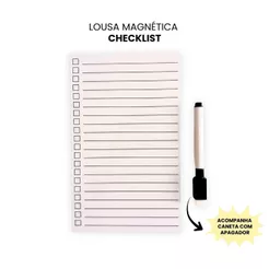 Lousa Magnética Clean 12x19,5cm com Caneta | Planner Linhas com Checklist Minimalista para Geladeira