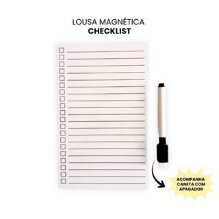 Lousa Magnética Clean 12x19,5cm com Caneta | Planner Linhas com Checklist Minimalista para Geladeira em Oferta na Shopee