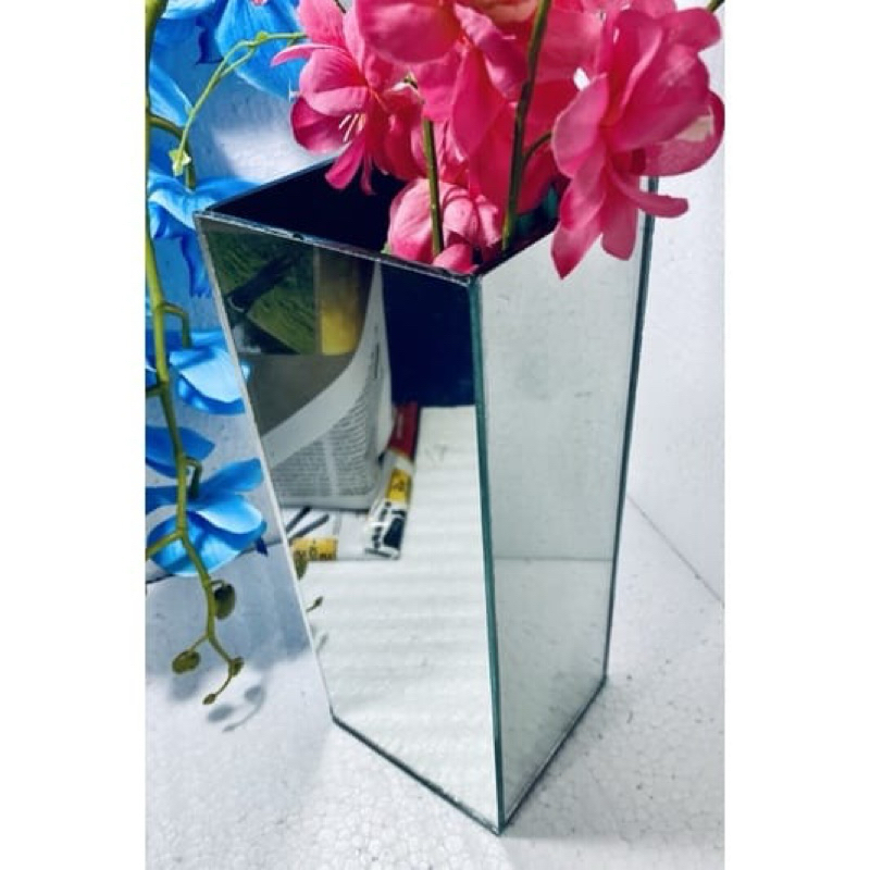 Vaso de Vidro Espelhado Decoraçao Medida 10x25 cachepot para plantas artificiais e naturais