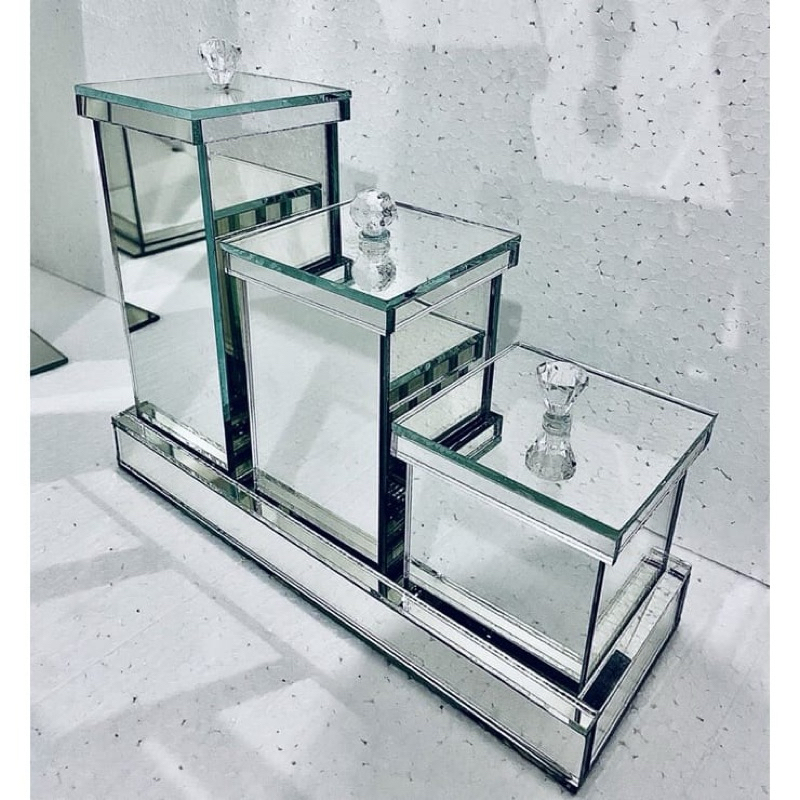 Kit Higiene luxo 4 peças para banheiro Lavabo Porta Escova/Porta Algodão Cotonete Organizador Banheiro vidro espelhado