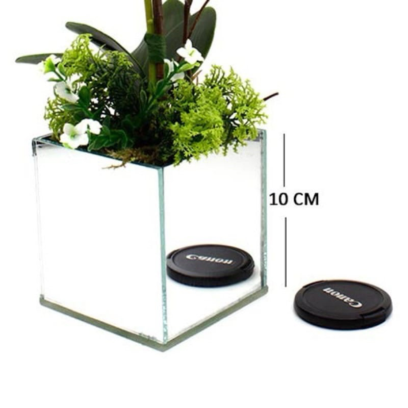Vaso Cachepot Espelhado Quadrado 10 X 10 Centímetros