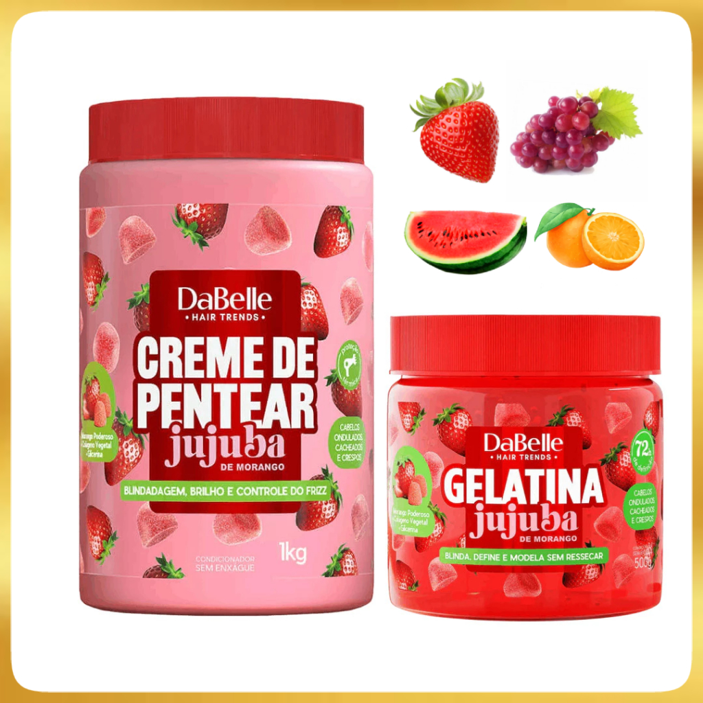 Kit Dabelle Jujuba Creme Pentear 1kg Gelatina 500g em Oferta na Shopee