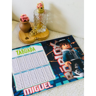 Tabuada Plastificada - Material Escolar- Vários Temas com nome e Série Personalizado. Etiqueta Escolar