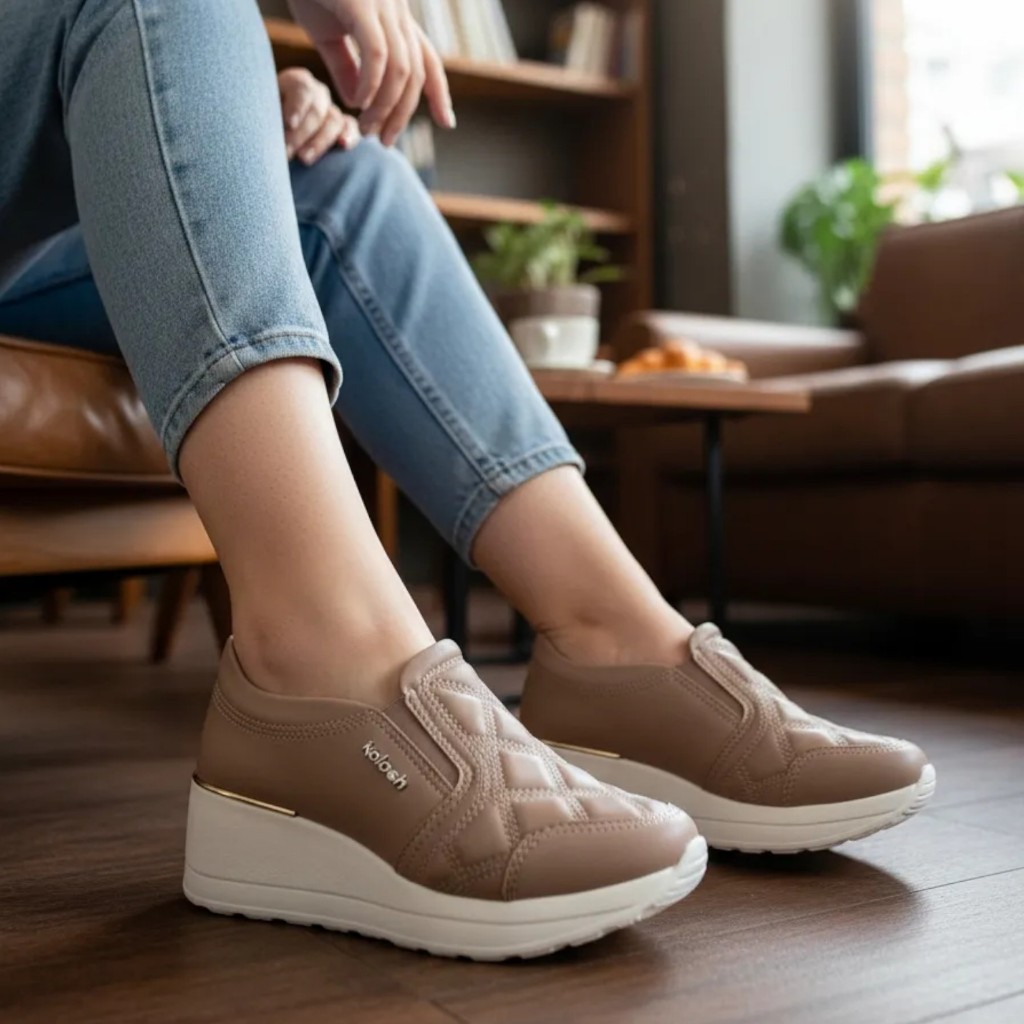 Tênis Feminino Kolosh Slip On Plataforma Metalassê Calce Fácil Leveza e Sofisticação C1419A em Oferta na Shopee