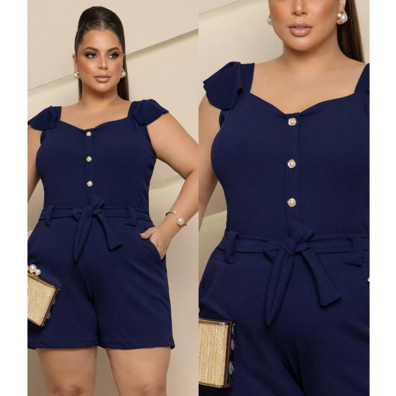 Vestido Macaquinho Plus Size Macacao Feminino