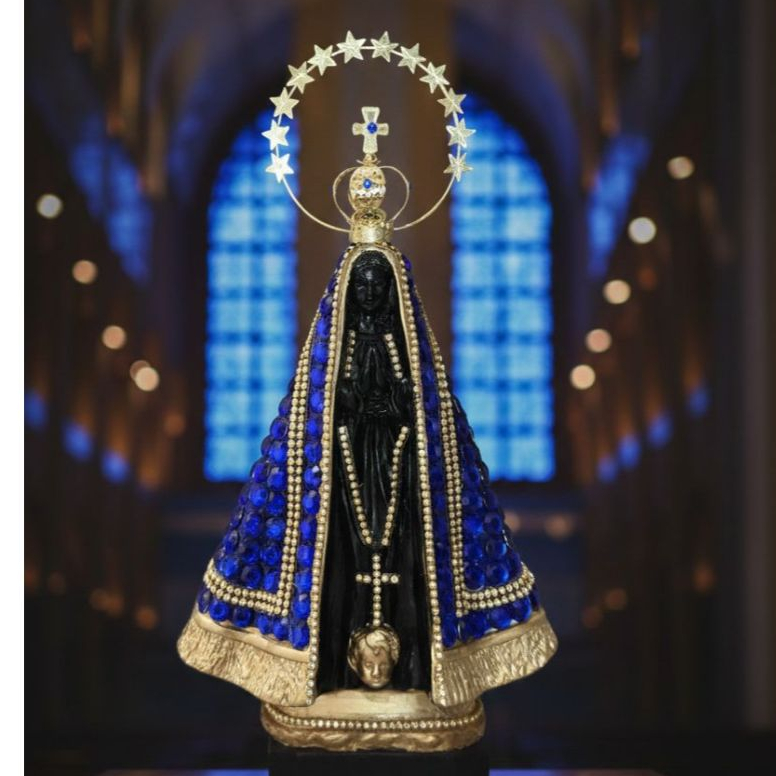 Imagem Nossa Senhora Aparecida com Coroa Folheada 30cm