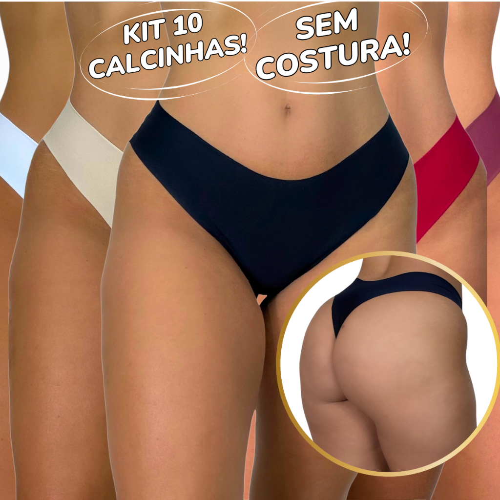 KIT 10 Calcinha Sem Costura Tanga Corte Laser Promoção em Oferta na Shopee