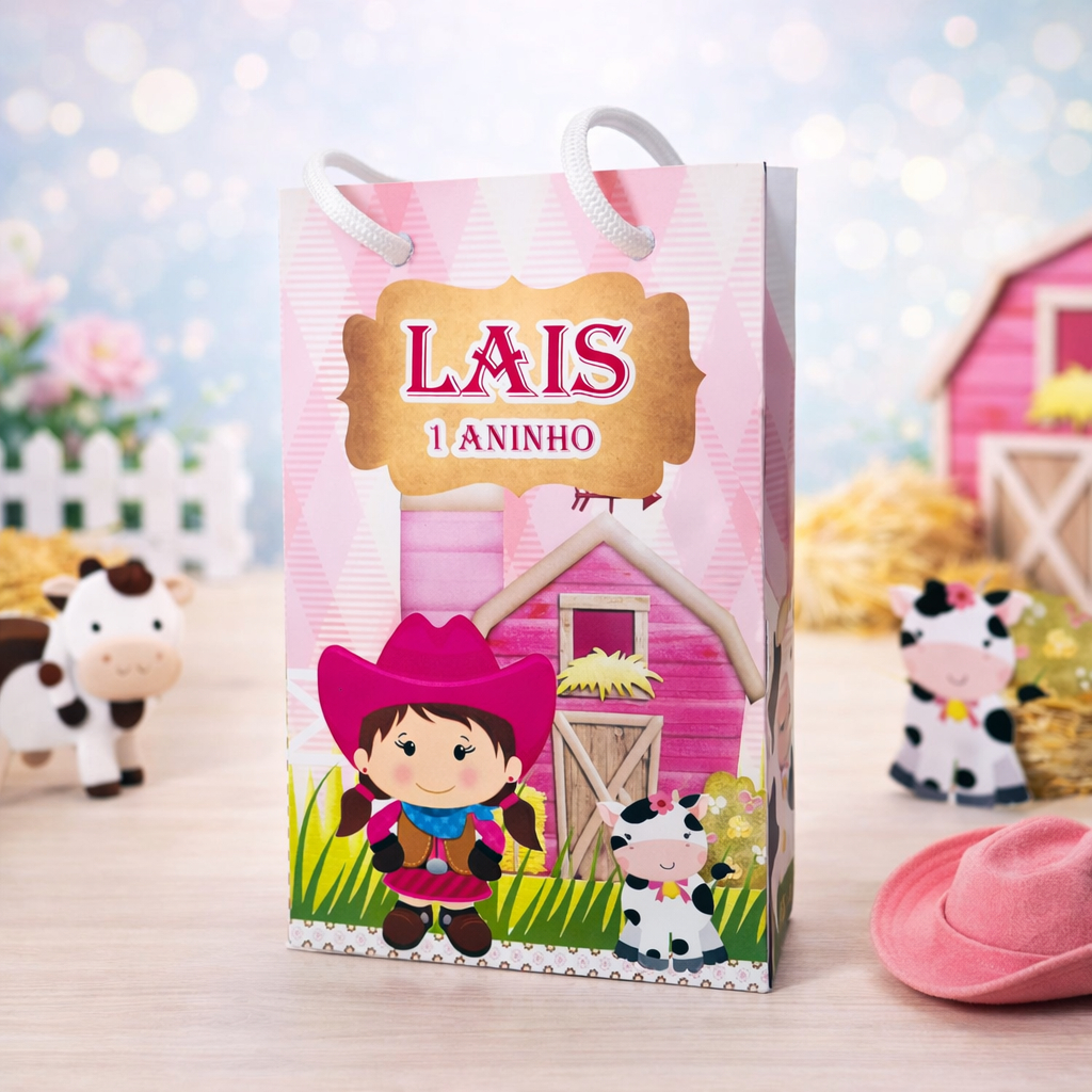 Sacolinha P Fazendinha Menina / Personalizados / Lembrancinha de Festa / Aniversário