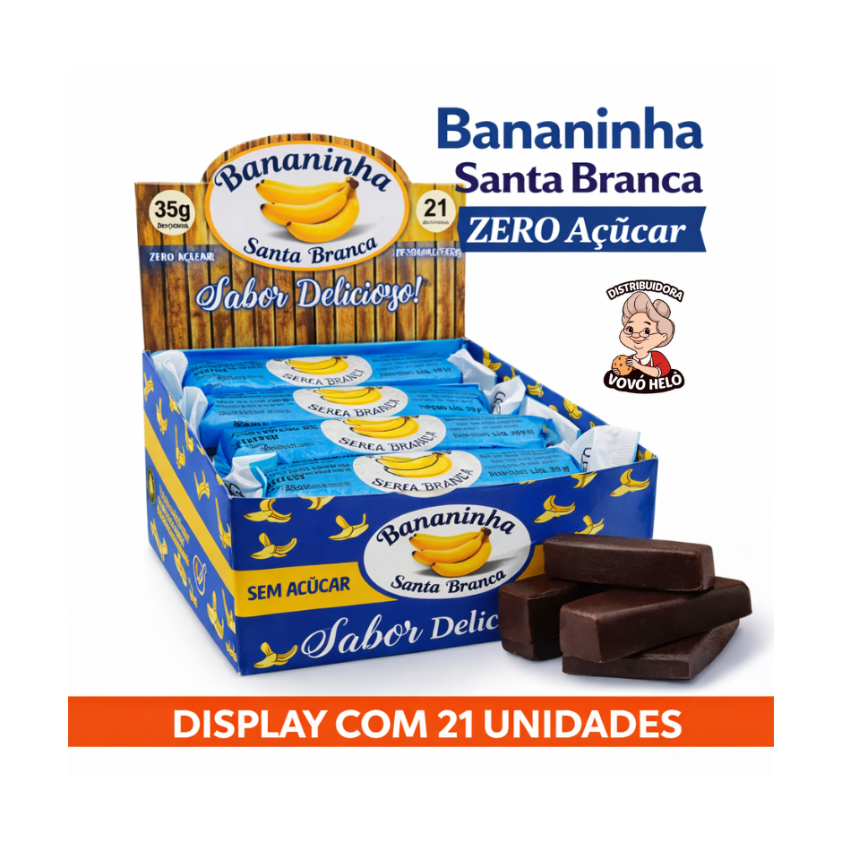 Bananinha Santa Branca ZERO Açúcar Display 21 Unidades em Oferta na Shopee