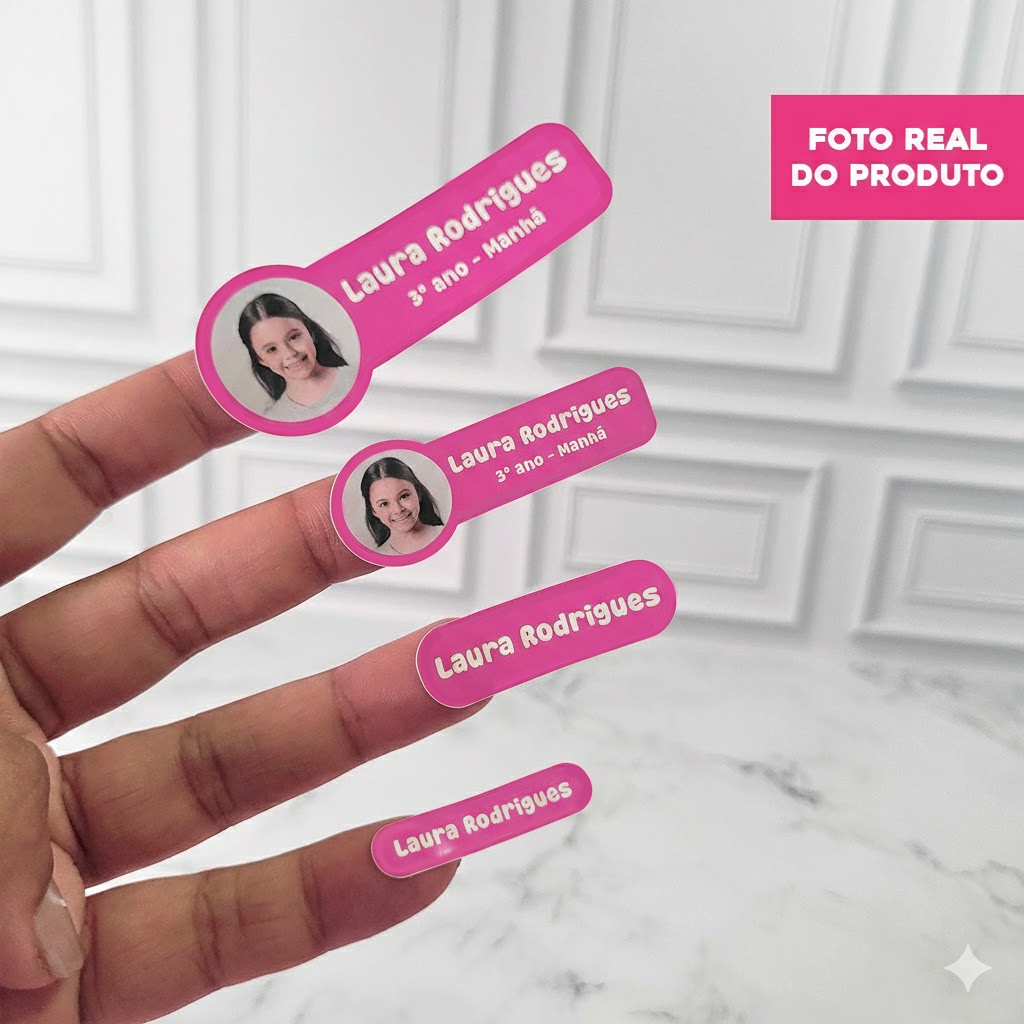 70 Etiquetas Escolares  Com Foto À Prova D'água Lavável Vinil Básica Colorida Personalizada