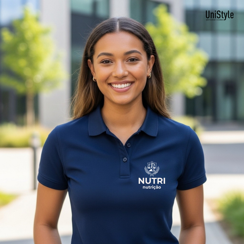 Camisa Gola Polo Nutrição Profissões Unissex e Baby Look Abreviação em Malha Piquet Premium