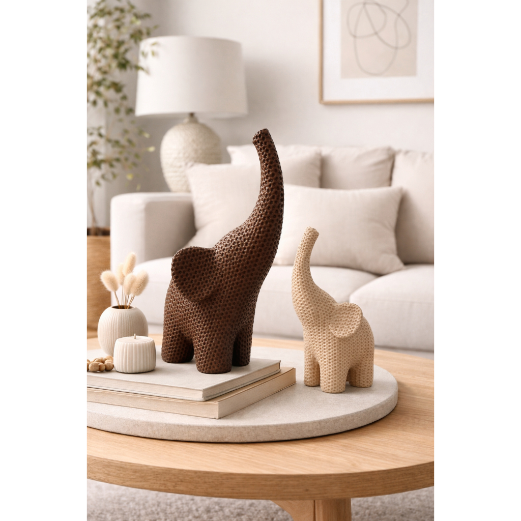 KIT c/2 Conjunto Elefantes Decorativos – Design Moderno e Sofisticado