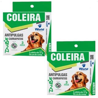 Kit 2 Coleira World Veterinária Dug's 17g Antipulgas para Cães - 56cm em Oferta na Shopee