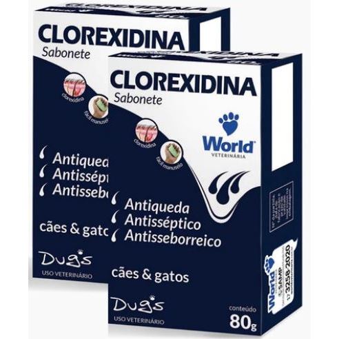 Kit 2 Sabonete World Veterinária Dug's Clorexidina Cães & Gatos - 80 g