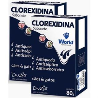 Kit 2 Sabonete World Veterinária Dug's Clorexidina Cães & Gatos - 80 g em Oferta na Shopee